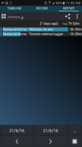 En la pestaña de Report se puede ver el tiempo que hice cada método en los días anteriores.